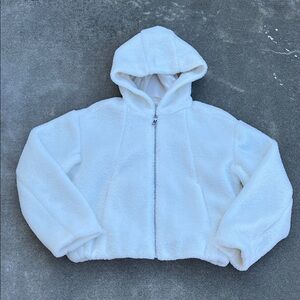 NWT Madewell Sherpa Zip-Front Bomber Jacket in Winter White